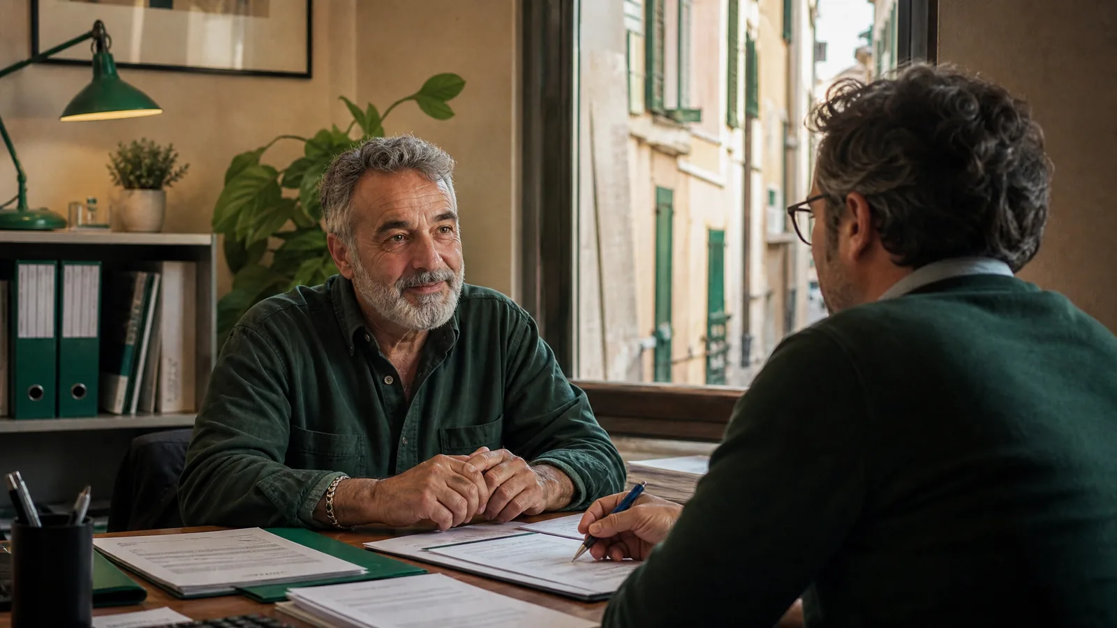 Artigiano italiano anziano, mani consumate dal mestiere