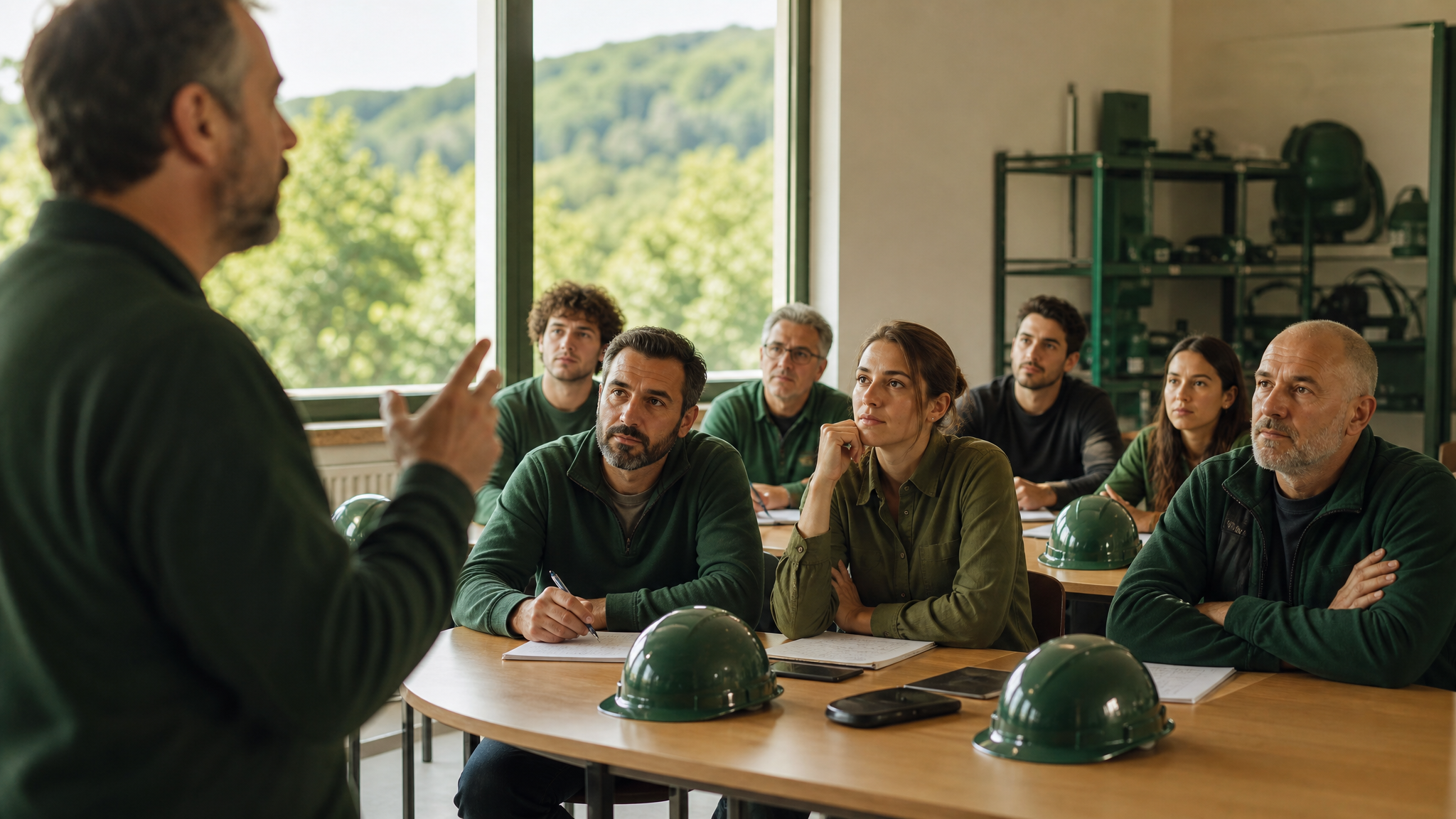 Aula di formazione professionale per artigiani, persone che seguono un corso