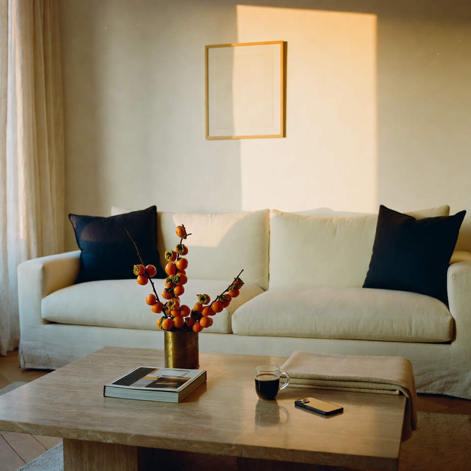DelixGo Home — interno italiano contemporaneo con iPad DelixGo