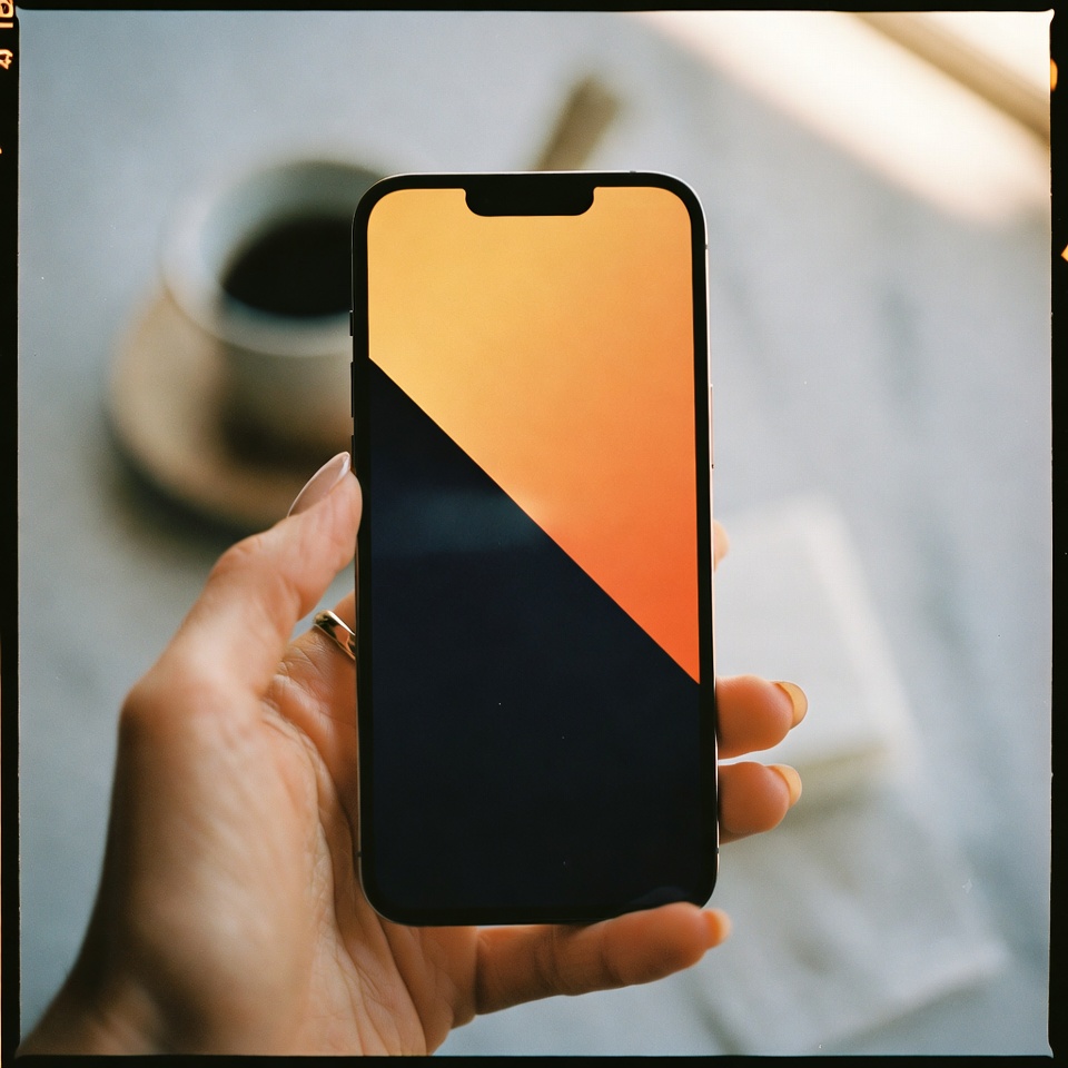 Mano italiana che apre l'app DelixGo su iPhone, golden hour