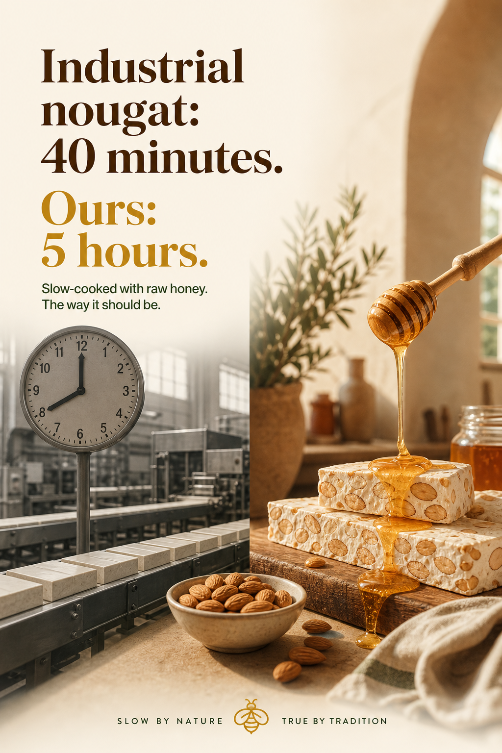 Natural ingredients next to industrial packaging