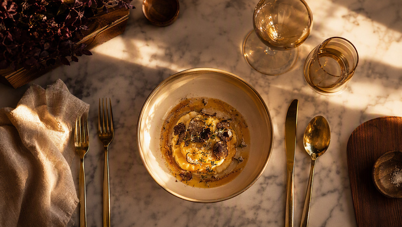 DelixGo Food — tavola apparecchiata cerimoniale vista dall'alto