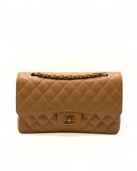CHANEL Vintage Classic Medium Double Flap Bag Peach Caviar Leather — DelixGo Luxury Bags