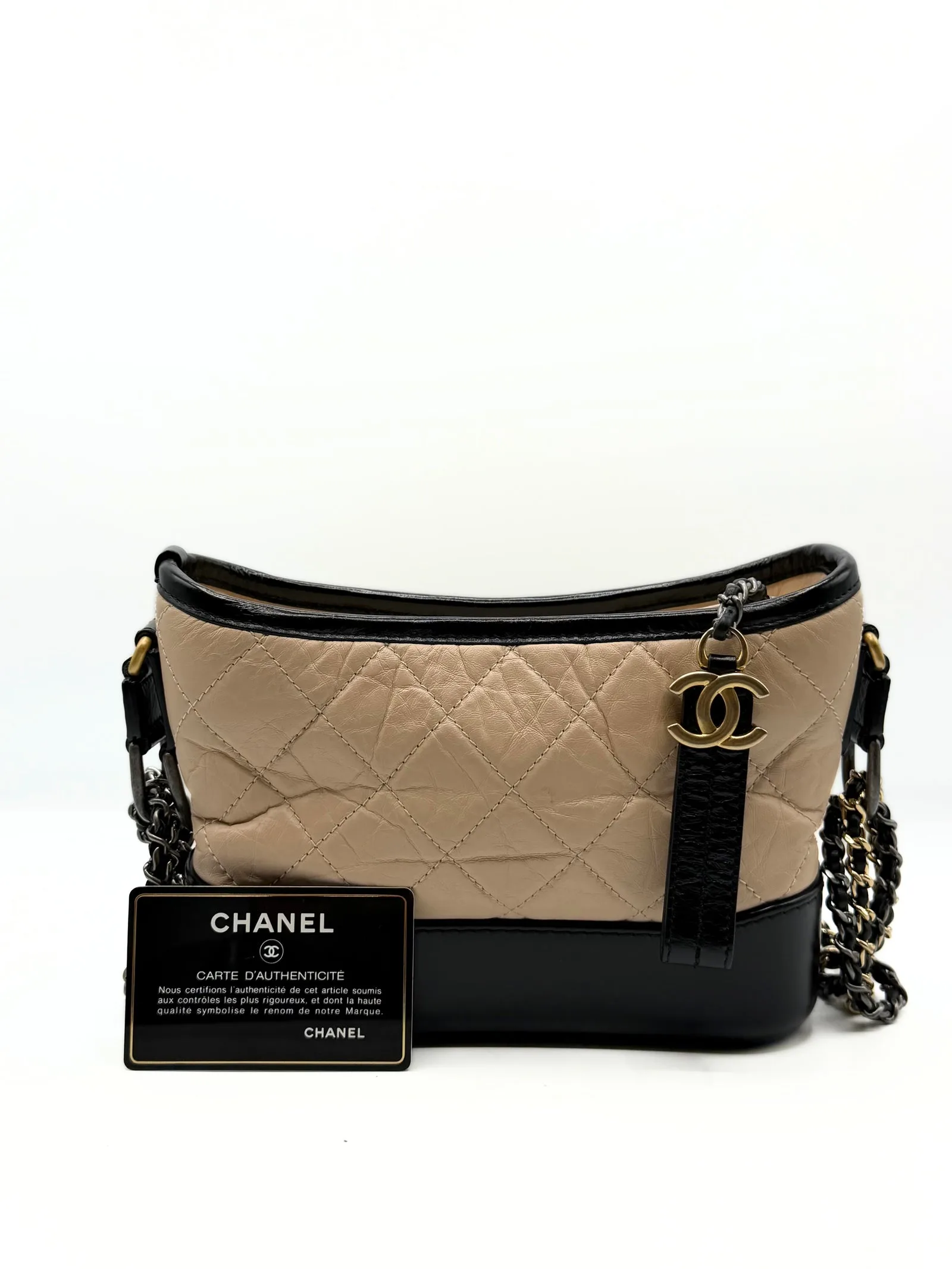 CHANEL Gabrielle Small Hobo Bag Beige & Black — DelixGo Luxury Bags, dettaglio