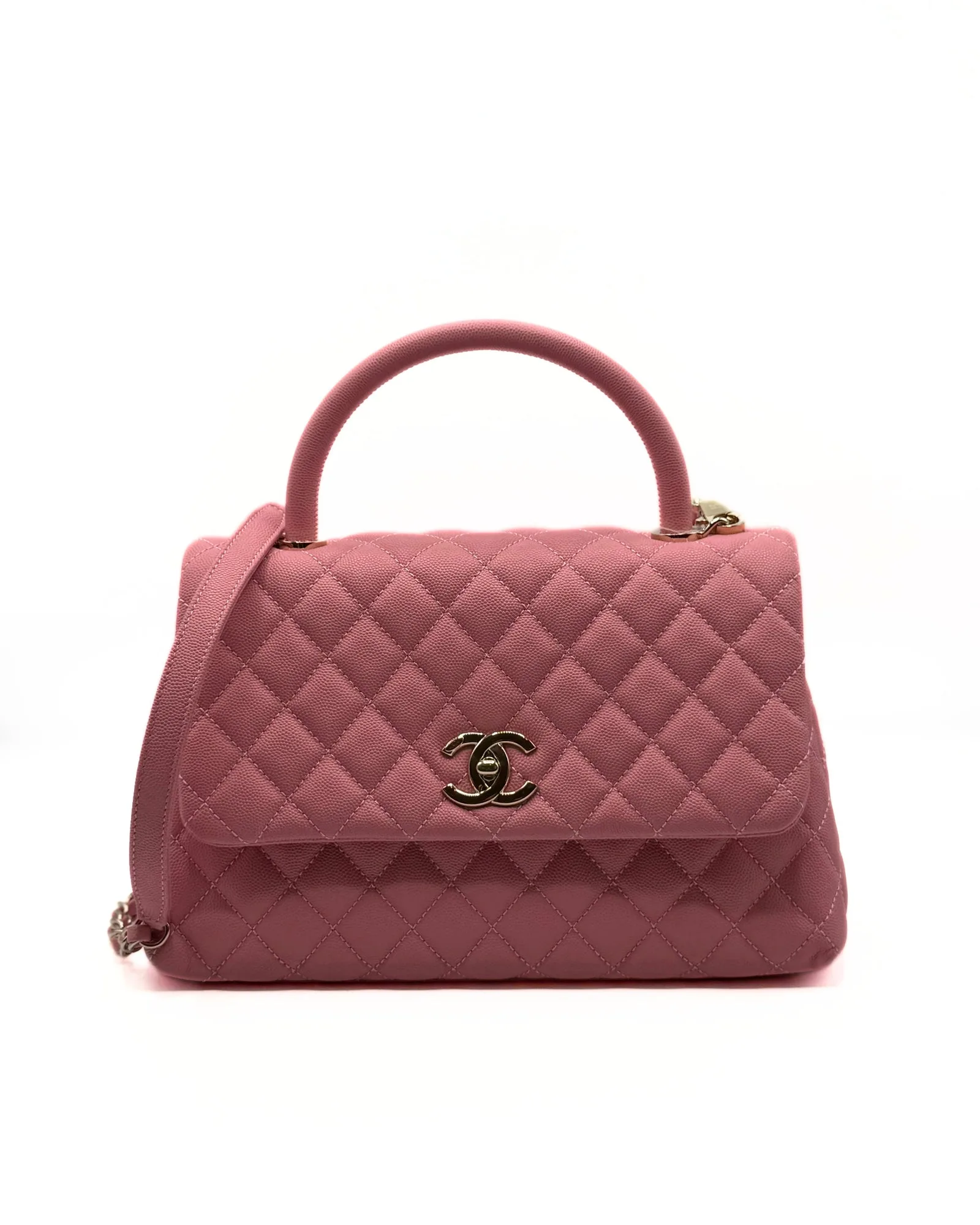 CHANEL Coco Handle Medium Bag Pink Caviar Leather — DelixGo Luxury Bags