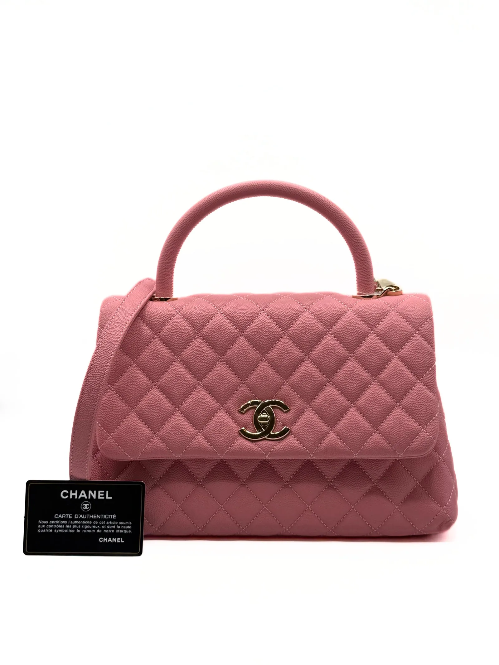 CHANEL Coco Handle Medium Bag Pink Caviar Leather — DelixGo Luxury Bags, dettaglio