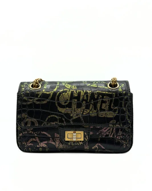 CHANEL Graffiti Crocodile-Embossed Reissue 2.55 Mini Flap Bag — DelixGo Luxury Bags