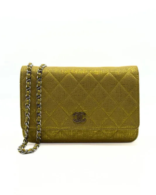 CHANEL Wallet On Chain Metallic Gold Fabric — DelixGo Luxury Bags