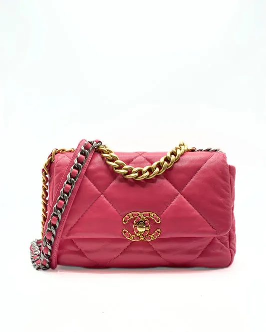 CHANEL 19 Flap Bag Medium Rose Fonce — DelixGo Luxury Bags