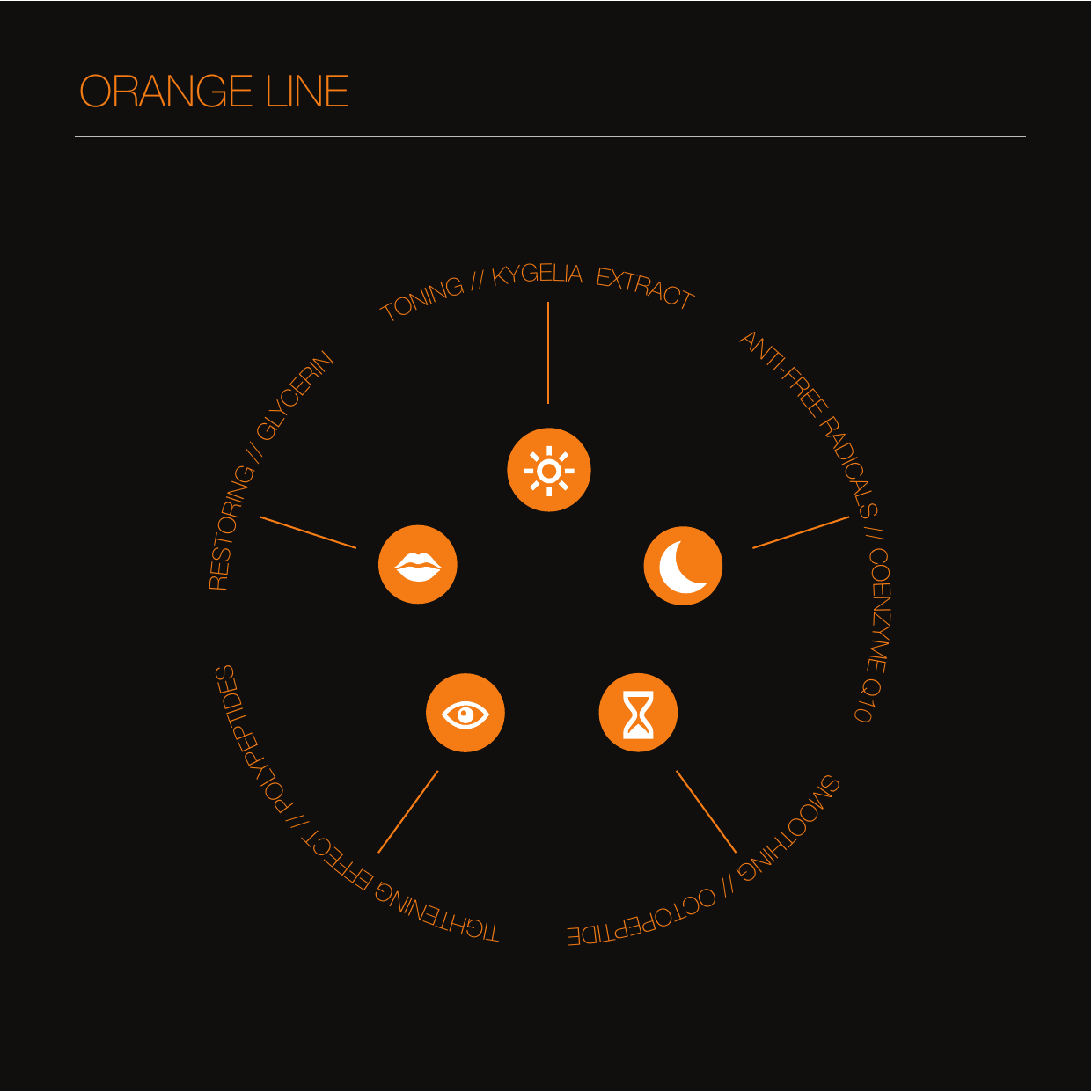 Orange Line — kygelia extract, coenzyme Q10, octopeptide, polypeptides, glycerine