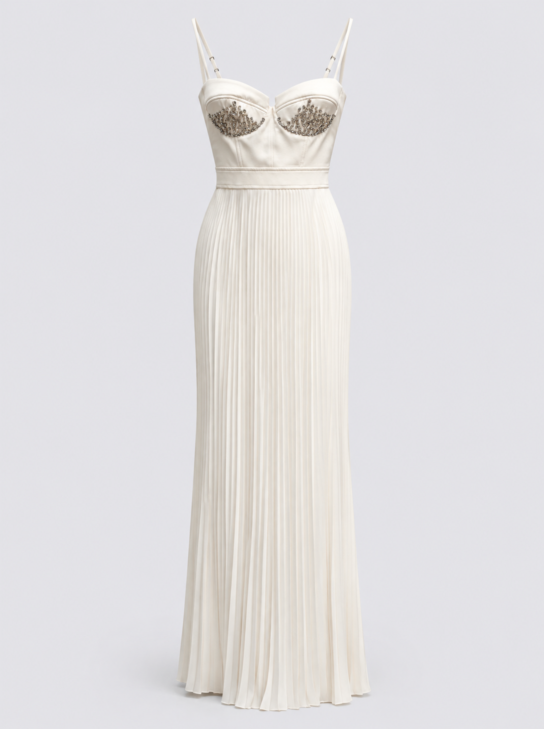 Abito avorio con bustier ricamato