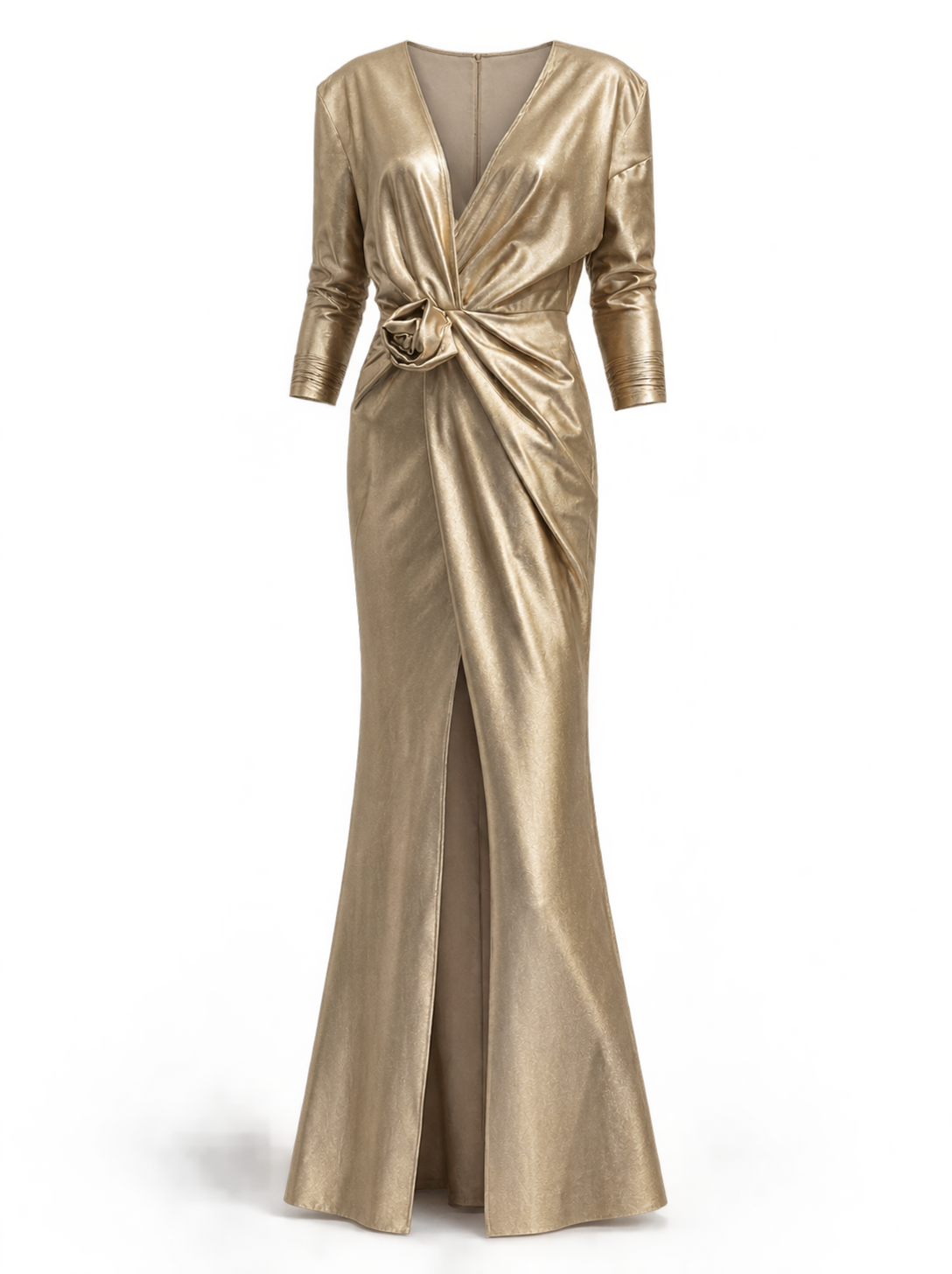 Abito lungo oro drappeggiato