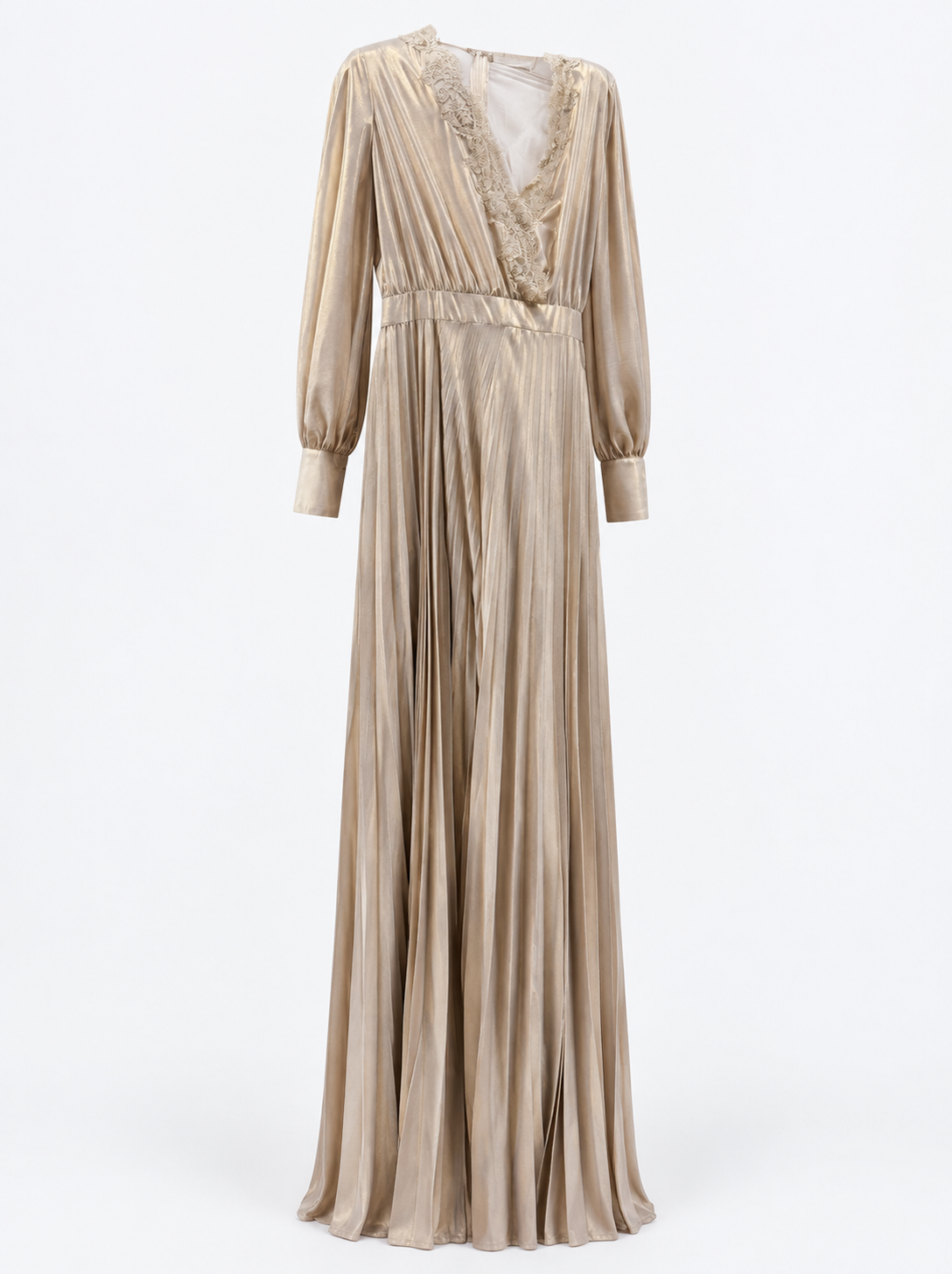Abito lungo beige drappeggiato