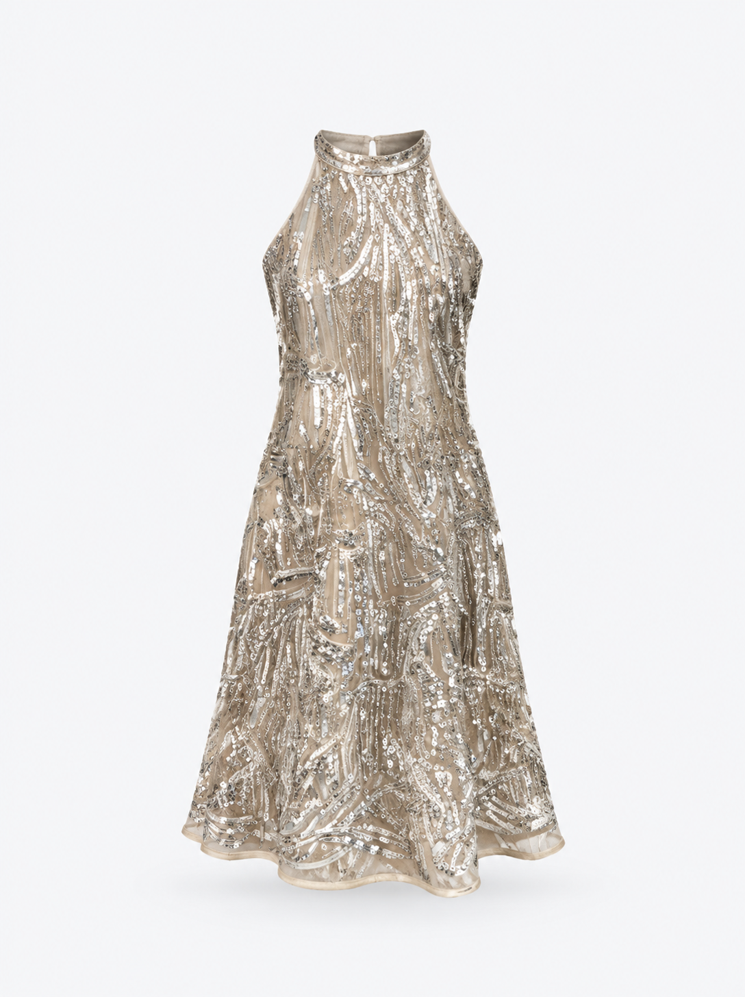 Abito corto argento in paillettes