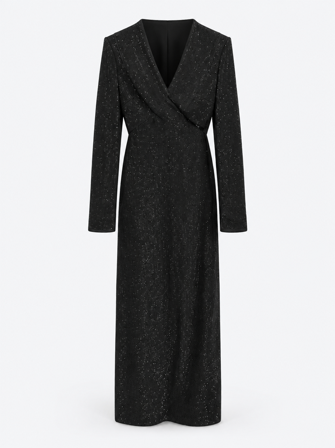 Abito-cappotto nero lavorato