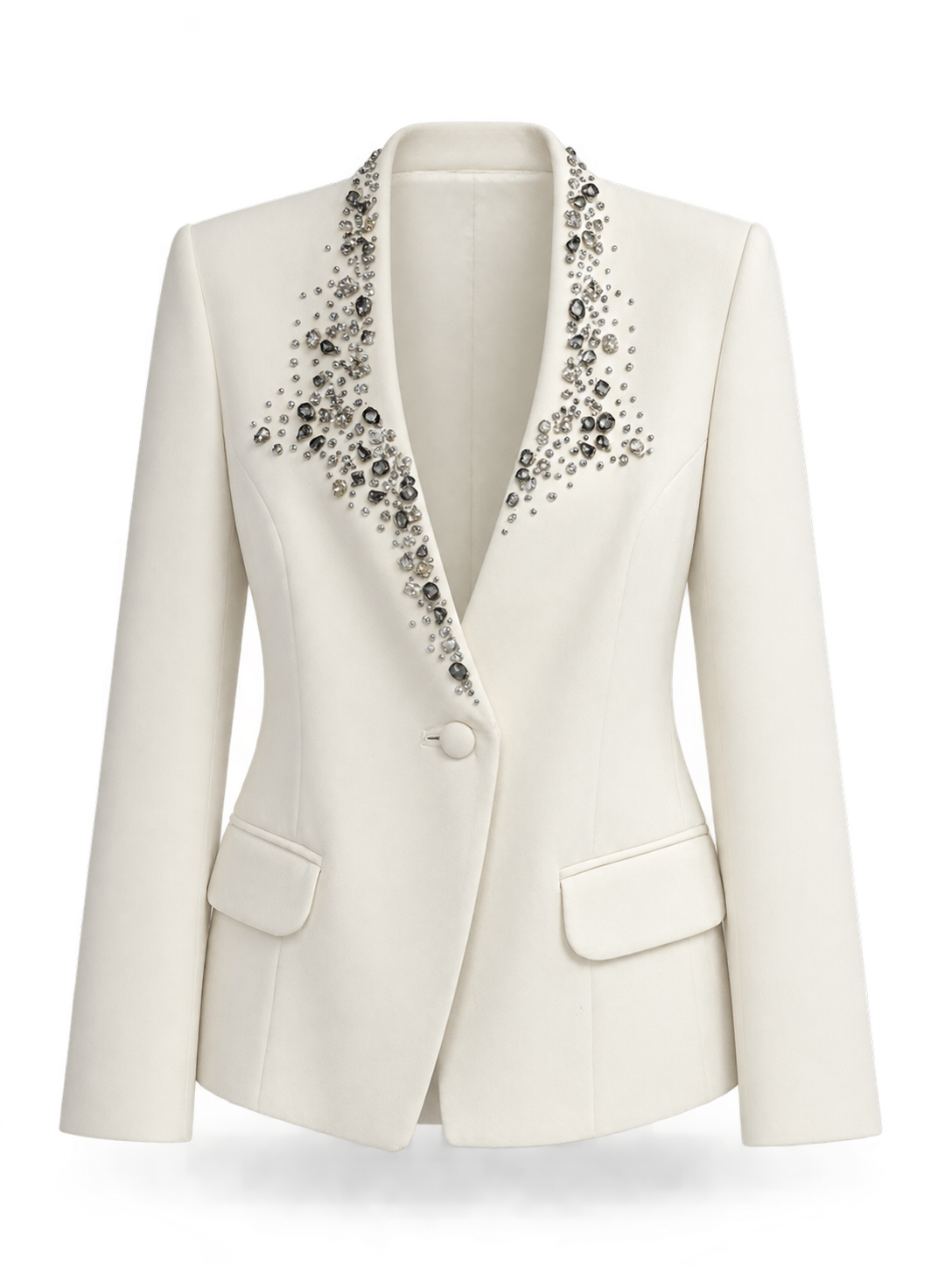 Blazer bianco con revers gioiello