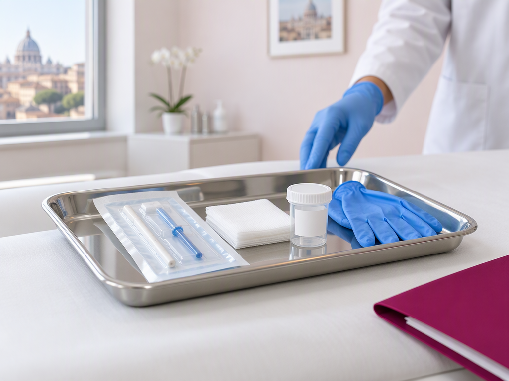 Vassoio sterile per biopsia cutanea nello studio di dermatologia